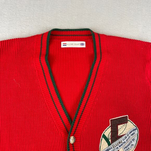 Vintage Elleme Sport Varsity Womens Sz M Cardigan Sweater Red - Picture 5 of 10